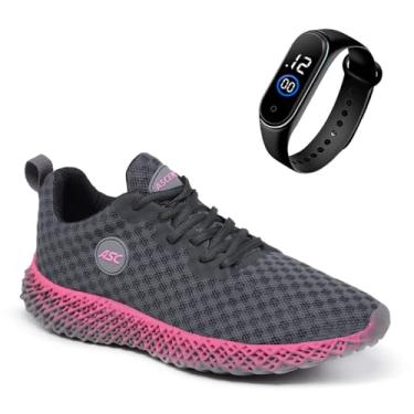 Imagem de Tênis Feminino Ascension Ghost 2 | Leve, Macio e Confortável – Ideal para Caminhada, Academia, Corrida Leve e Look Casual | Estilo Esportivo e Moderno (Grafite e Pink, BR, Adulto, Numérico, 40)