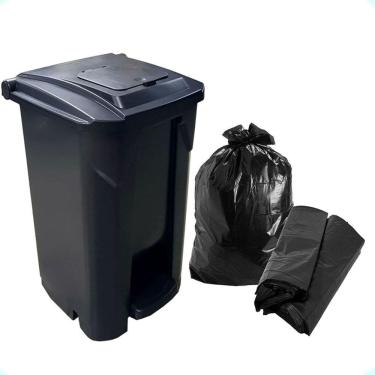 Imagem de Lixeira 60L Com Pedal Tampa Click E 100 Sacos De Lixo