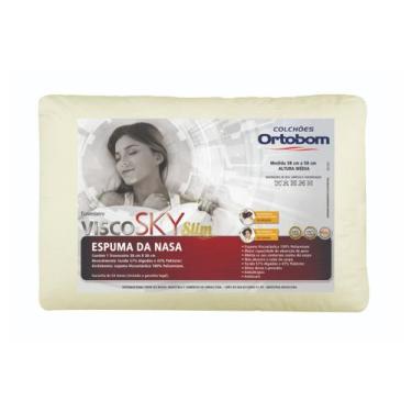 Imagem de Travesseiro Visco Sky Slim Espuma Nasa Ortobom Cor Branco ou Bege