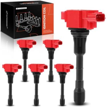 Imagem de A-Premium (Vermelho) Pacote de bobina de ignição do motor compatível com Infiniti Q50 2014-2015, QX50 2014-2017, Q60 2014-2015, G37 2008-2013, QX70 2014-2017, Q70, Q40, EX33. 7, FX37 , M37, Q70L e
