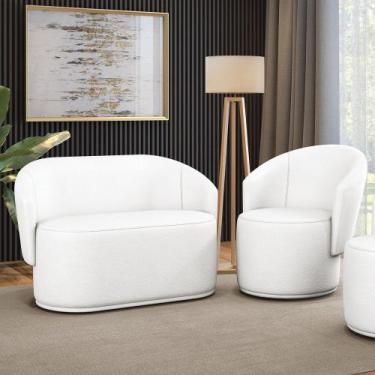 Imagem de Sofá Namoradeira e Poltrona Orgânica para Sala Malu Sintético M11 - D'