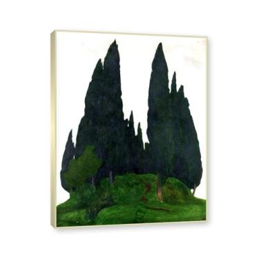 Imagem de NHLDZYH Moldura dourada champanhe. Quadros de pinturas famosas. (Cypress Hill) de Hans Emmenegger. Impressão em tela. Quadros decoração de parede. 60x80cm