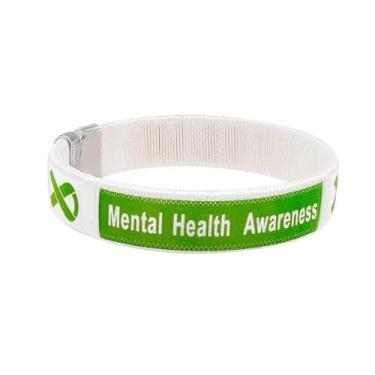 Imagem de Pulseiras de conscientização de saúde mental - pulseiras de conscientização de fita verde perfeitas para arrecadação de fundos e grupos de apoio - presente ideal para defensores da saúde mental, 7 1/2