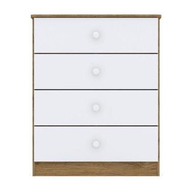 Imagem de Cômoda Infantil Labirinto Rústico Branco  Henn - MÓVEIS HENN