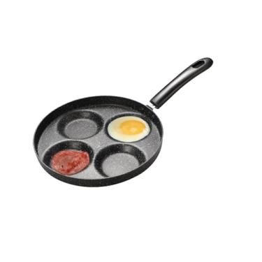 Imagem de Unoschrim Frigideira de ovo de 4 xícaras, frigideira de alumínio antiaderente com alça de baquelite, frigideira multicafé da manhã para ovos, bifes, panquecas ou hambúrgueres, compatível com fogões a