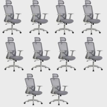Imagem de Kit com 10 Cadeiras para Escritório Presidente NR17 Office Dallas