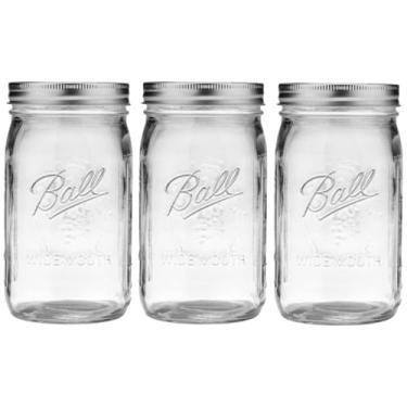Imagem de Ball Mason Jar-32 Oz. Vidro Transparente Boca Larga - Conjunto de 3