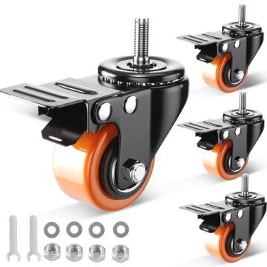 Imagem de Rodas Caster Wheels YUPEZOP de 2 polegadas com haste rosqueada, conjun