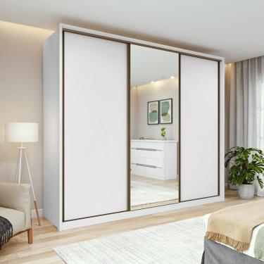 Imagem de Guarda-roupa Casal 100% Mdf 3 Portas 6 Gavetas Vitta 2,70 Glass Branco