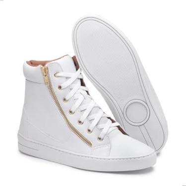 Imagem de Bota Branca Tenehi Feminina com Zíper Fake Lateral Moderno Academia (branco, BR, Adulto, Numérico, 36)