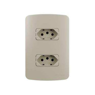 Imagem de Tomada Dupla MarGirius B3 Colors 2P+T 10A com Placa 4x2 Pérola