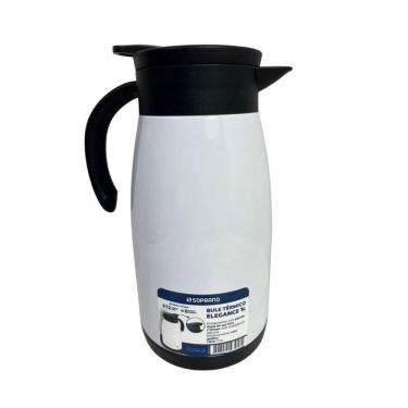 Imagem de Bule Térmico Soprano 1 Litro Aço Inox Com Gatilho Branco
