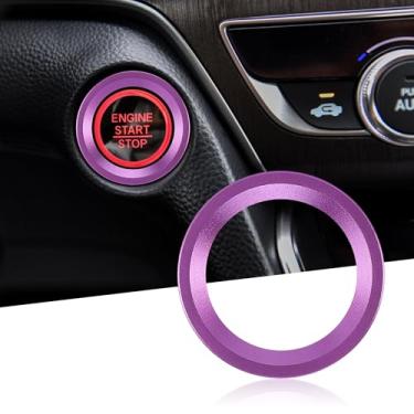 Imagem de TOMALL Capa de botão de parada de partida de motor de alumínio compatível com Honda Accord Sedan Sport EX EX-L LX 2018-2023 Tampa do botão de ignição do motor de carro Decoração do anel de acabamento