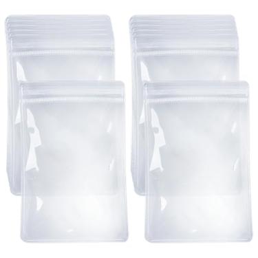 Imagem de GSHLLO 50 peças de sacos de embalagem de joias transparentes pequenas bolsas de plástico para colar de armazenamento com zíper bolsas organizadoras de brincos transparentes bolsas Ziplock para