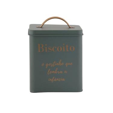 Imagem de Porta Biscoitos De Aço Inoxidável Com Tampa Estilo Retrô - Verde Oliva - 14x16cm