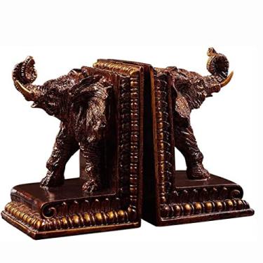 Imagem de Suportes de livros de resina de elefante suportes de livros antiderrapantes pesados estantes de livros decoração de livros para livros/filmes/CDs/videogames 13,2 x 14 x 18 cm para livros pesados