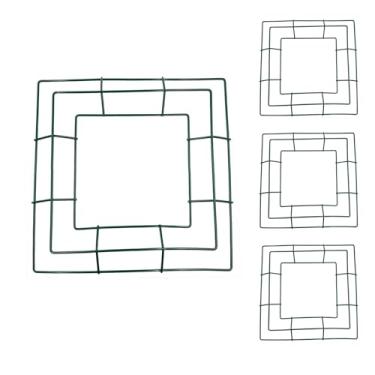 Imagem de Yuqim Pacote com 4 guirlandas de arame quadrado verde, formas de guirlanda de metal de 25 cm para artesanato faça você mesmo, anéis florais para decoração de festa de aniversário de casamento