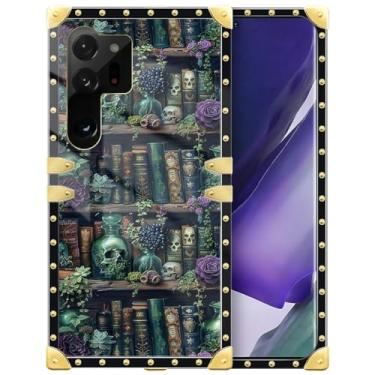 Imagem de DAIZAG Capa compatível com Samsung Galaxy S23 Ultra, placa de xadrez de flor de crânio, decoração dourada, capa protetora de TPU macio, antiarranhões para Samsung Galaxy S23 Ultra