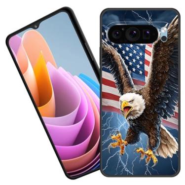 Imagem de BFUKVOU Capa protetora para Pixel 10 Pro XL, borracha de silicone macio premium para Google Pixel 10 Pro XL 6,8 polegadas 2025, águia com bandeira americana