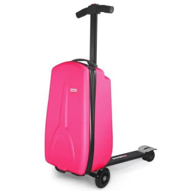 Imagem de Mala de scooter para crianças de 4 a 12 anos, 4 em 1 para crianças, mala de embarque, destacável e dobrável, trole de viagem na bagagem, Rosa, Medium, Mala de scooter para crianças de 4 a 12 anos
