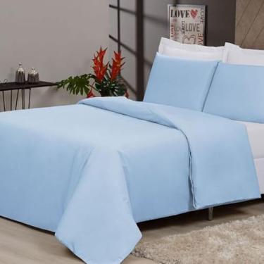 Imagem de Capa Duvet King Zíper 400 Fios Toque Algodão – Lençol Duplo para Edredom Casal Luxo(AZUL BB,QUEEN (2,20 X 2,40))