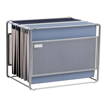 Imagem de Mind Reader Organizador de pasta de arquivos suspensos, organizador de mesa, armazenamento, escritório, malha de metal, 33 cm C x 24,8 cm L x 26 cm A, prata