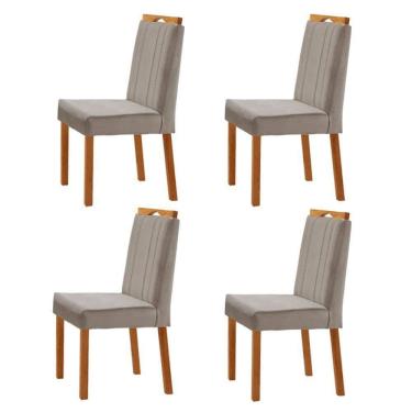 Imagem de Kit 4 Cadeiras ágata Com Puxador Móveis Minas Cor Veludo Cinza