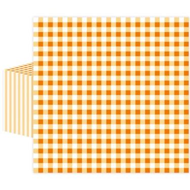 Imagem de 50 guardanapos de papel guingão laranja, descartáveis, laranja e branco, guardanapo xadrez de almoço, guardanapo de bebidas para piquenique, bebê e chá de panela, decorações de festa de aniversário de