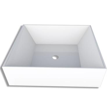 Imagem de Cuba de Apoio para Banheiro em Mármore Sintético Prisma Branco 31cm - P88834 - COZIMAX