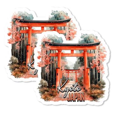 Imagem de Ímã Kyoto Japão 10 cm Pacote com 2 Templos Flores de Cerejeira - Ímãs de Viagem Decorativos de Vinil Forte para Geladeira Armário Cozinha Escritório - Bonito Divertido Estética Legal Durável e Longa