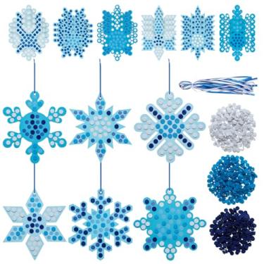 Imagem de Karenhi 24 conjuntos de artesanato de floco de neve de inverno, floco de neve, faça você mesmo, enfeites de feltro faça sua própria árvore de Natal para decoração de árvore de Natal, lembrancinhas de