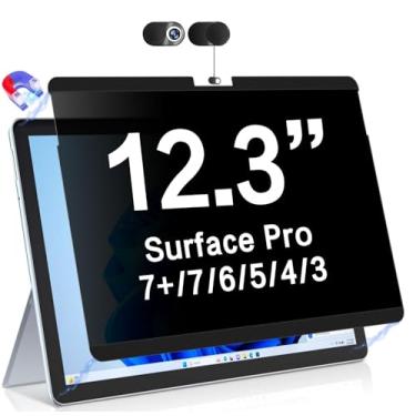 Imagem de ZOEGAA Tela de privacidade Surface Pro 7, capa de câmera deslizante antiluz azul, tela magnética de privacidade compatível com Microsoft Surface Pro 7 Plus/Pro 7/Pro 6/Pro 5/Pro 4/Pro 3, 12,3