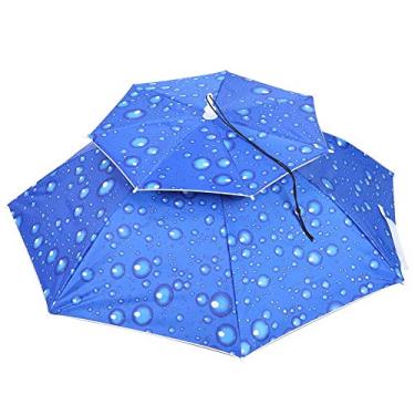 Imagem de Guarda-chuva para Chapéu, Guarda-chuva para Chapéu de Sol Ao Ar Livre à Prova de para Pesca, Design Ventilado de Camada Dupla, Material de Metal Sólido (Pingos de chuva