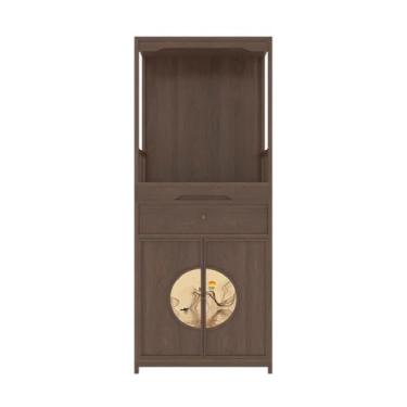 Imagem de Mesa do Altar do Santuário Armário de Santuário Buda em Pé para Família, Mesa Incenso para Oferta Riqueza com Porta Dupla Nogueira(Brown)