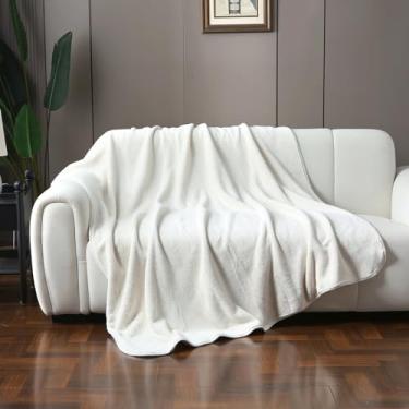 Imagem de Cobertor de lã de veludo de leite grosso de malha para sofá ultramacio decorativo colorido viagem cama escritório cobertor (bege, 152 cm 203 cm)