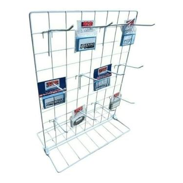 Imagem de Expositor Aramado Mini, acompanha 12 ganchos (40X50 BRANCO 12 GANCHOS)