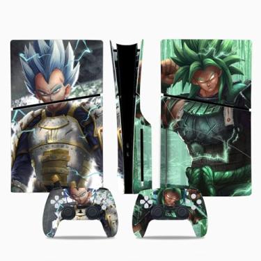 Imagem de MaD Vision Kit de película extradurável para PlayStation 5 (PS5) Disc Slim | Conjunto de decalque de vinil fosco para console + 2 controles - para design Dragon Ball