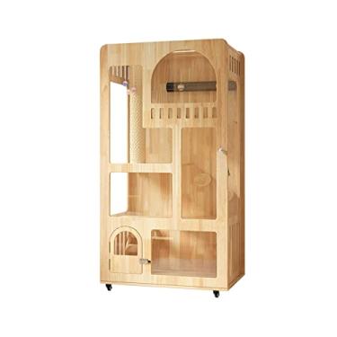 Imagem de Gaiola para gatos Gaiola para gatos de madeira para, com banheiro, casa para, maca gato grande, café, armário para