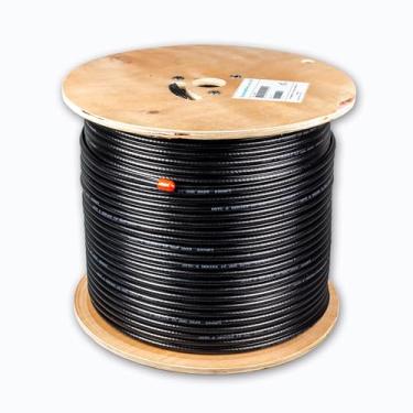 Imagem de SatelliteSale RG6 Trishield 77% cabo coaxial com fio mensageiro PVC preto 305 m