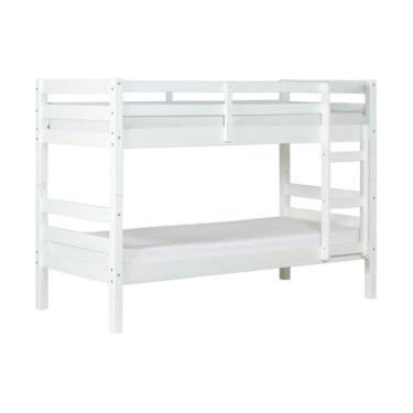 Imagem de Beliche Solteiro Astro Branco Estrutura de Madeira Pinus para Colchão 88x188 cm