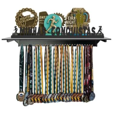 Imagem de Porta Medalhas e Troféus de Parede Futebol Feminino 60cm Comprimento Preto