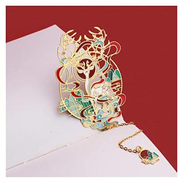 Imagem de Marcador de livro de metal estilo chinês animais oco conjunto de marcas de livro criativo para professores anime material escolar marcador de livro de metal (cor: D)