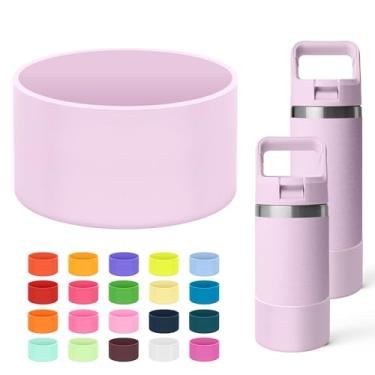 Imagem de Mokoart Bota de silicone compatível com garrafa de água YETI Kids de 340 g e garrafa Rambler de 510 g, protetor inferior de manga antiderrapante acessórios para YETI Rambler 12/510.3 g (flor de