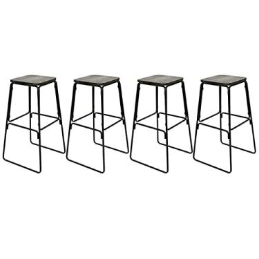 Imagem de Conjunto de 4 cadeiras de bar com design industrial em metal alto design moderno e elegante para cozinhas famílias barras (44 * 42 * 76 cm) bancos de bar ajustáveis (cor: 4 peças, conforme mostrado)