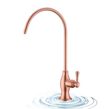 Imagem de Avola Torneira de filtro de água de cozinha sólida de latão ouro rosa, torneira de água filtrada RO de osmose reversa para pia de cozinha, torneira purificadora de água potável sem lacuna de ar em