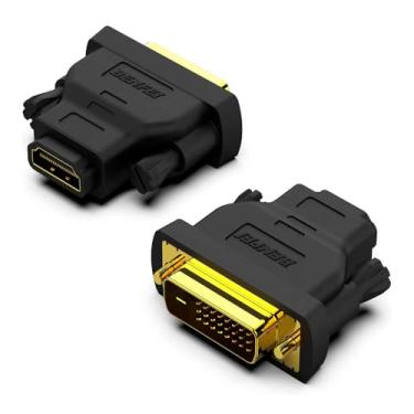 Imagem de adaptador DVI para HDMI macho para fêmea 2 unidades, conectores banhados a ouro, suporte 1080p, compatível com PC, monitor, projetor, placa de vídeo e TV, ideal para uso diário e home office