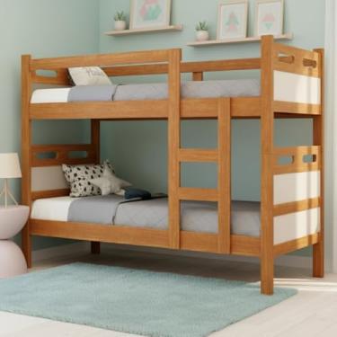 Imagem de Beliche Solteiro Compacta 2 em 1 Robusta e Segura Vira Duas Camas Elegantes (Nature/OffWhite)