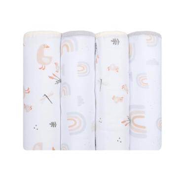 Imagem de Fralda Papi Soft Estampada 70Cm X 70Cm 04 Unidades, Passeio de Patinhos, Amarelo