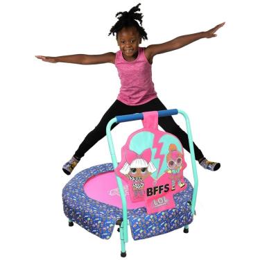 Imagem de Mini Trampolim Infantil com Alça e Personagens Neon Q.T e Capelli Sport Perfeito para Diversão das Crianças