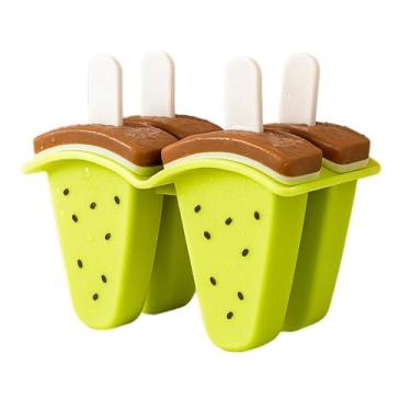 Imagem de Forma Molde para Sorvete Picolé Caseiro Infantil Criança – Design Divertido de Frutas, Melância, Kiwi, Reutilizável e Livre de BPA, Prático para Sobremesas Geladas (Verde Kiwi)